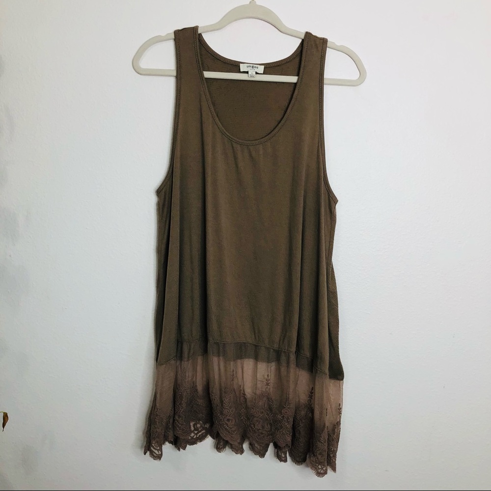 umGee Brown Tank Too Style Tunic Shirt Woman’s Size Large